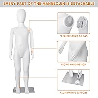 Vista 3 de SHAREWIN Maniquí para Niños de Cuerpo Completo Ajustable Sin Rostro Torso de Maniquí Forma de Vestido Infantil Realista Ajustable Desmontable Cuerpo