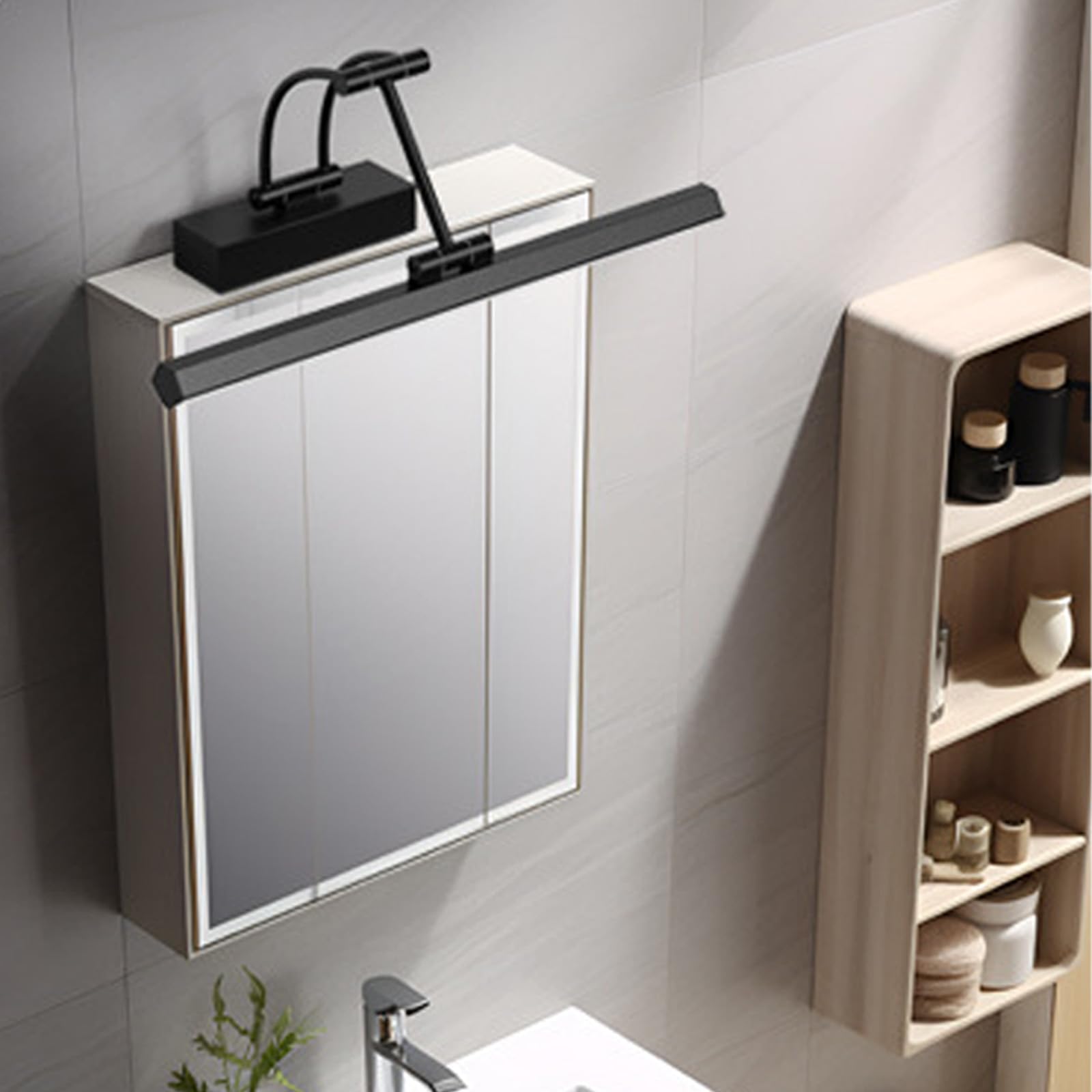 LED Lampada Specchio Bagno Ricaricabile Applique da Parete con Telecomando Dimmerabile Iluminazioni per Pareti Angolo Regolabile per Illuminare Quadri Soggiorno Trucco (Nero 40cm,2 Pezzi)