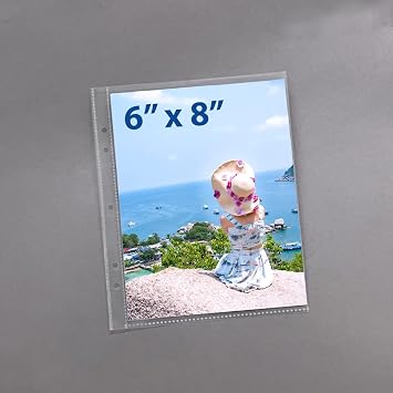 6x8 Photo Page Protectors for Mini 3-Ring Binders | Archival Safe & Acid-Free, 50-Pack