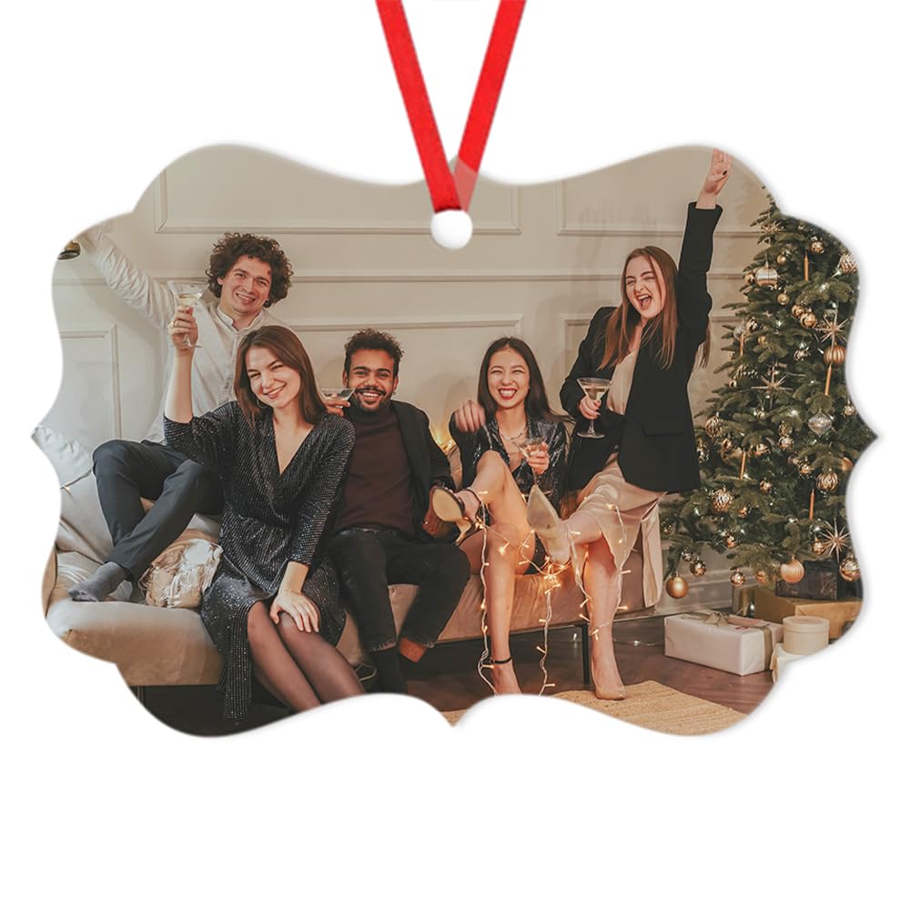 CUDIYST Adornos Colgantes con Foto/Texto Personalizado Adorno Arbol Navidad Personalizada Decoraciones para El Hogar Regalos Personalizados para Amigos, Familiares Y Parejas (Forma Ondulada)