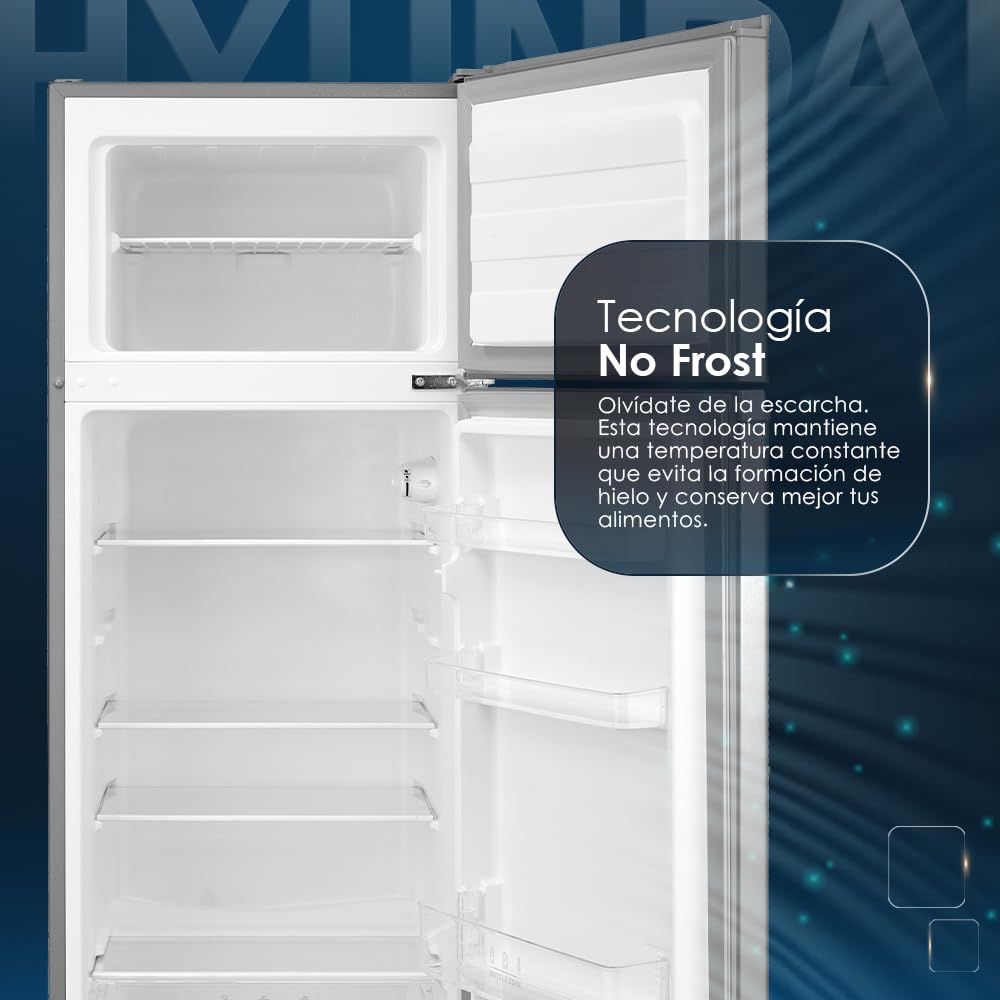 Hyundai Frigorífico Refrigerador Blanco, 1 Puerta HFRI17754ND00, Capacidad 304 Litros, No Frost, Multi Air Flow, Bajo Nivel Sonoro, Puerta Reversible, Clasificación Energética D