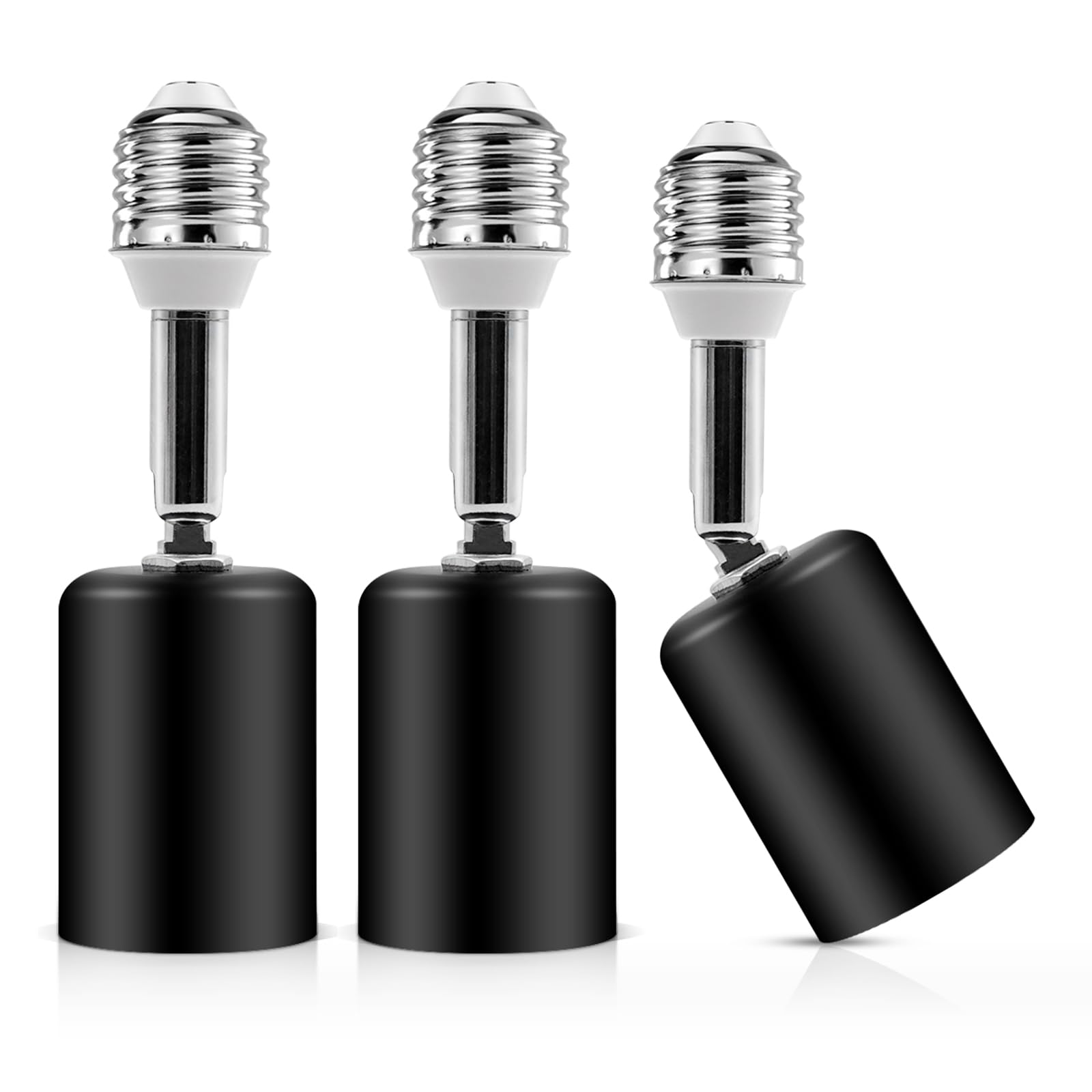 Ceramic Light Bulb Socket Extender, Heat-Resistant E26/E27 Light Socket Adapter with 4.5 Inch Extension for Camera, Lamp, Vertical 180° & Horizontal