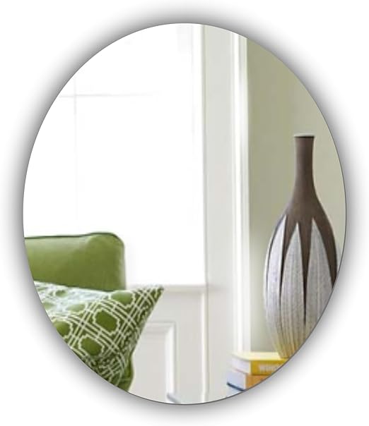 Oval Wall Mounted Acrylic Mirror Frameless, Easy to Stick, Strong