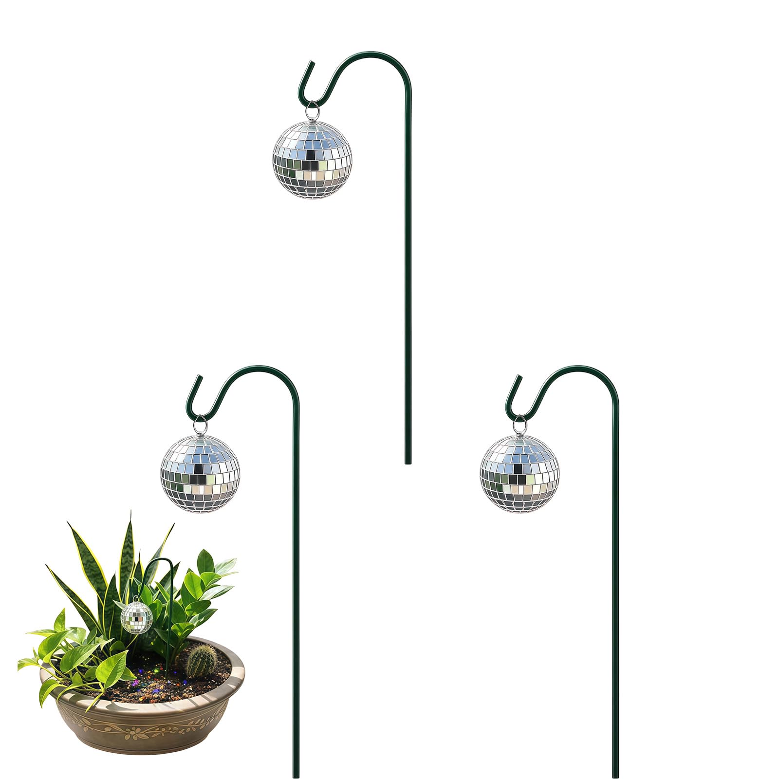 Msioytog Sparkling Disco Ball Garden Stake Outdoor Disco Ball Hanging Solar Lights for Outside Garden Decorative Yard Lamp Glass Deck