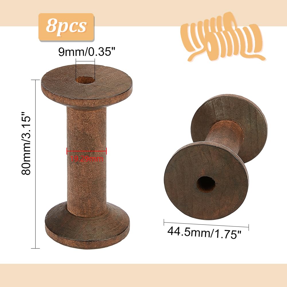 PH PandaHall 8pz Bobine di Legno Bobine da Cucito Rocchetto di Filo da Ricamo Vuoto Bobine di Tessitura di Filo per Macchine da Cucire da Ricamo Filo Filo Cavo Avvolgimento di Catena, 8x4.5cm