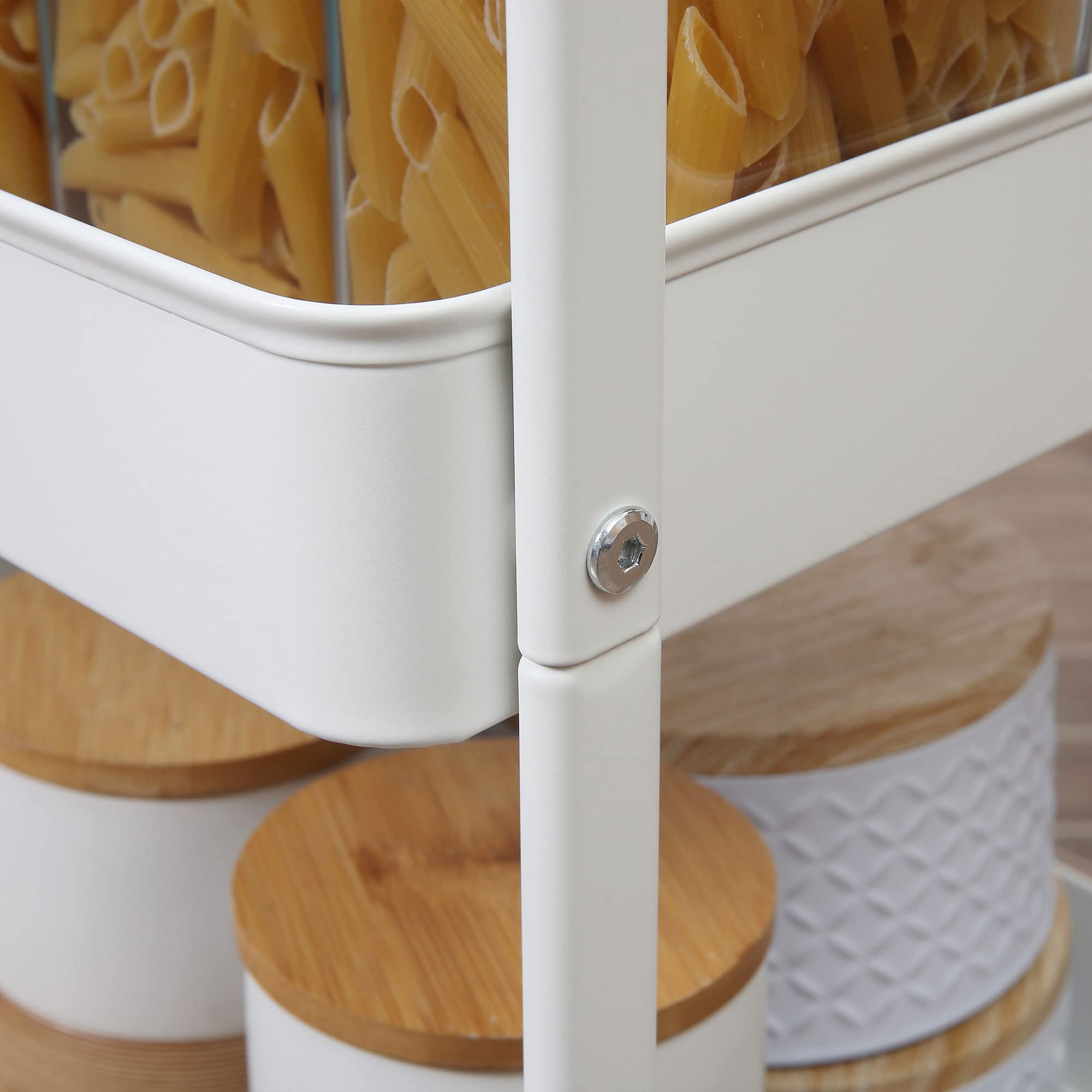 HOMCOM Carrito de Cocina con Ruedas Carro de Almacenamiento con Cajón Extraíble 2 Cestas y Frenos para Baño Salón Dormitorio 43,9x30,5x75,6 cm Blanco