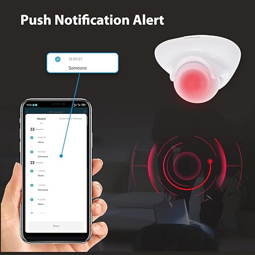 Smart PIR Motion Detector: Matter Zigbee Motion Sensor, Wireless Smart Home Security Sensor, App Remote Monitor, Requires Matter Hub, Compatible with Alexa, Google Home & Apple HomeKit