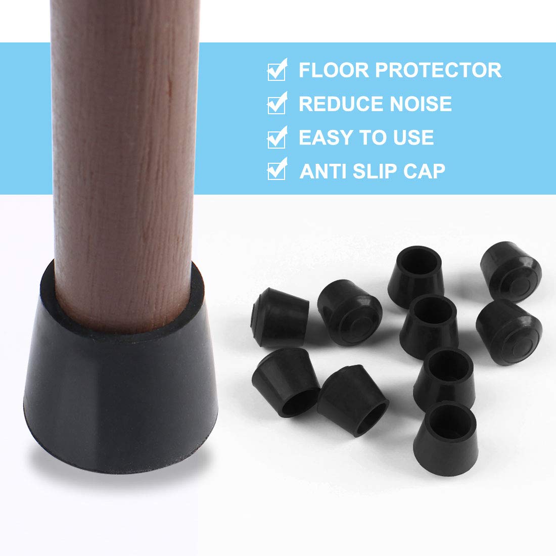 50-Pack Chair Leg Caps - 1 Inch Anti-Slip Rubber Feet Protectors For Furniture