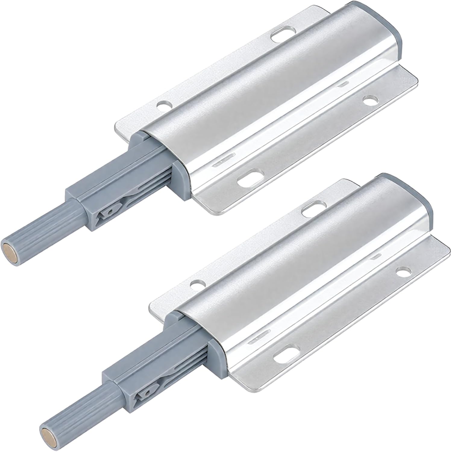 Atom Magnetic Catcher for Kitchen Cabinet Door, Heavy Duty Push to Open Close Door System for Drawer, Closure, Cupboard, Wardrobe, Closet (Pack of 2, Silver)