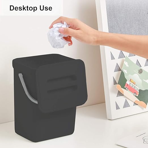 LALASTAR Mini Caneca de Basura de Escritorio, 3L, Negro miniatura 3