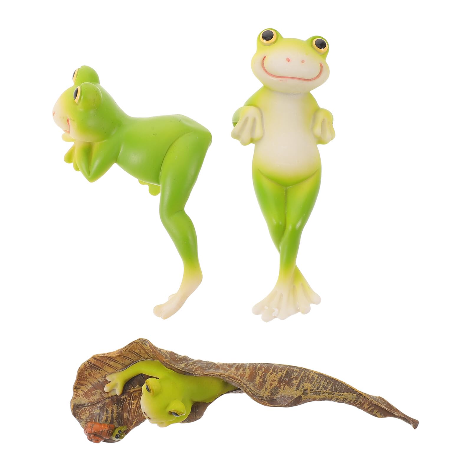 Figurines de grenouilles déco de jardin et bureau en résine verte