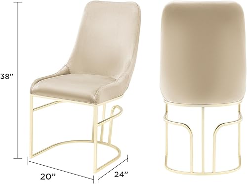 Miniatura 2 de Sillas Comedor Modernas - Juego de 2 sillas de comedor de terciopelo con base única de metal dorado, sillas de comedor de lujo con asiento
