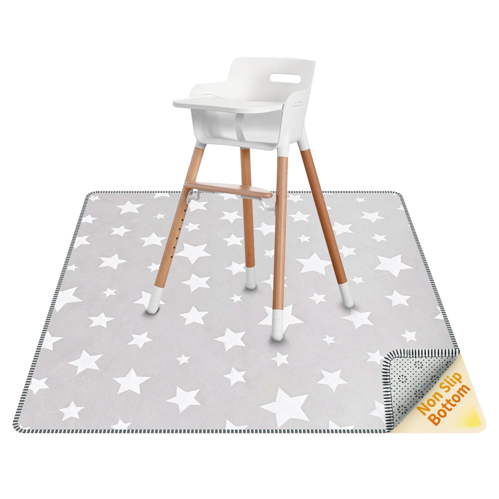 Thick High Chair Splash Mat 51″, 4 Layer Waterproof Splat Mat with Anti Slip Bottom, Baby Food Floor Mat for Art/Crafts/Painting/Playtime/Picnic Mat, Easy Clean