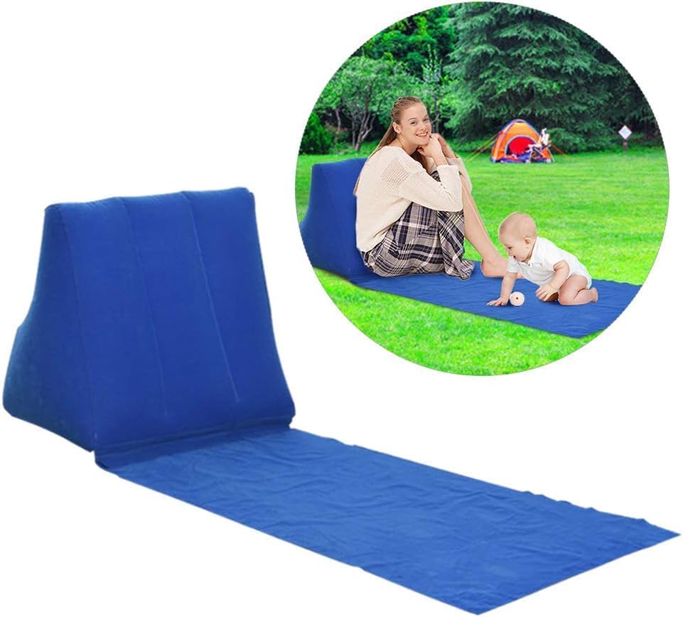 Clefairy Inflatable Beach Mat Lounge Chair - Flocking Camping Leisure Lounger Back Pillow - Portable Beach Reclining Lounger for Lawn Outdoors Camping Picnic Travel 3