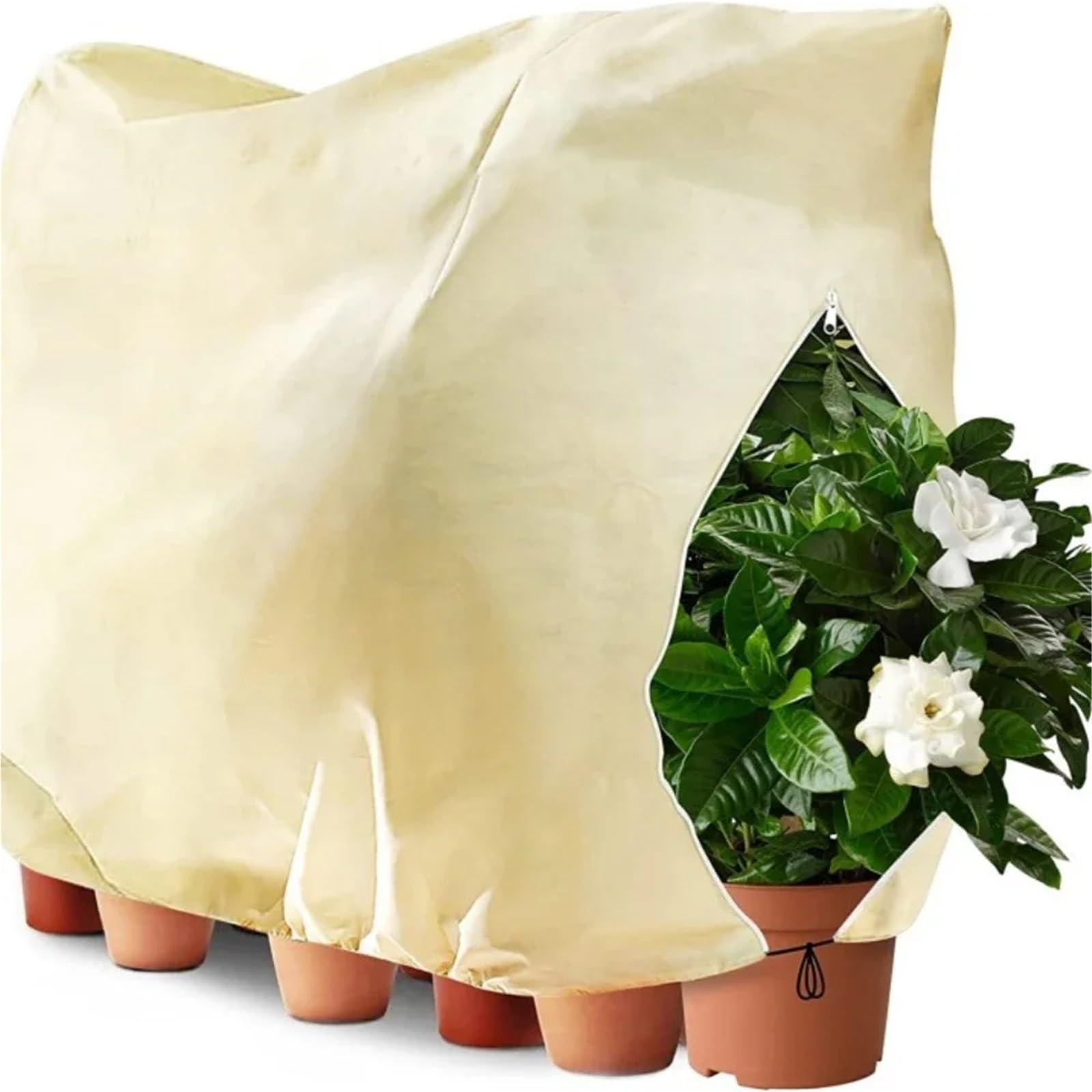 Pokrowce chroniące przed zamarzaniem, pokrowiec na rośliny, pokrowiec na rośliny, zima, 200 x 240 cm zamek błyskawiczny, biały)
