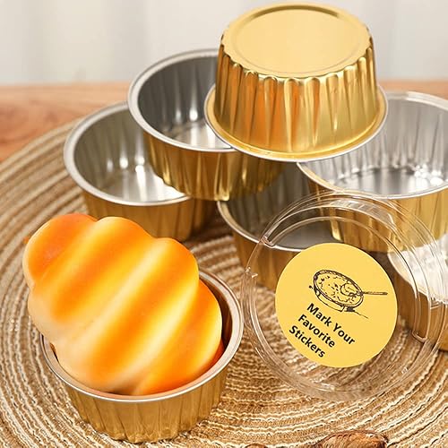 Miniatura 5 de Paquete de 100 tazas de papel de aluminio para hornear con tapas, tazas de postre de 5 onzas, moldes para magdalenas, moldes desechables para