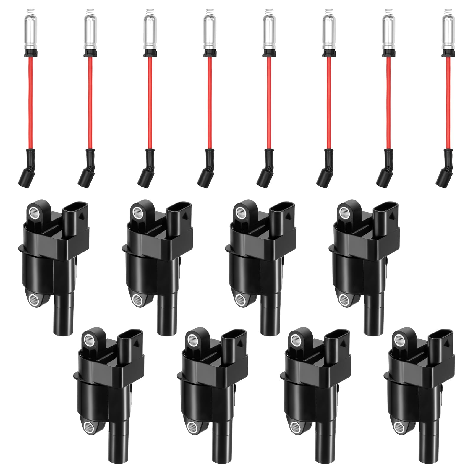 BDFHYK Ignition Coil Pack UF414 and Spark Plug Wires 748UU for Chevrolet