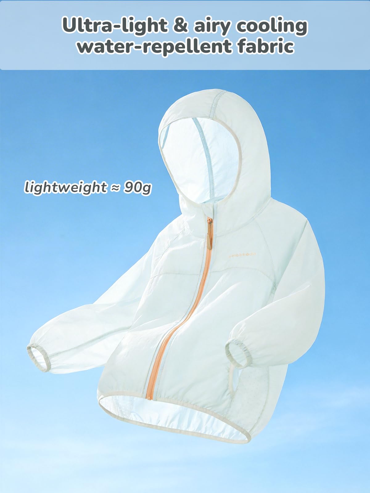 Miipat Chaqueta con Capucha de Verano para Niña, Ligera Chaqueta Protección Solar UPF 50+ Impermeable Secado Rápido Camiseta de Sol Tops y Cremallera para Niños