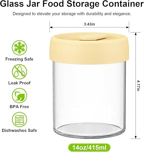 Miniatura 3 de Recipientes de avena con tapas para la noche, juego de 4 recipientes de 14 onzas, herméticos, a prueba de fugas, reutilizables, para almacenamiento