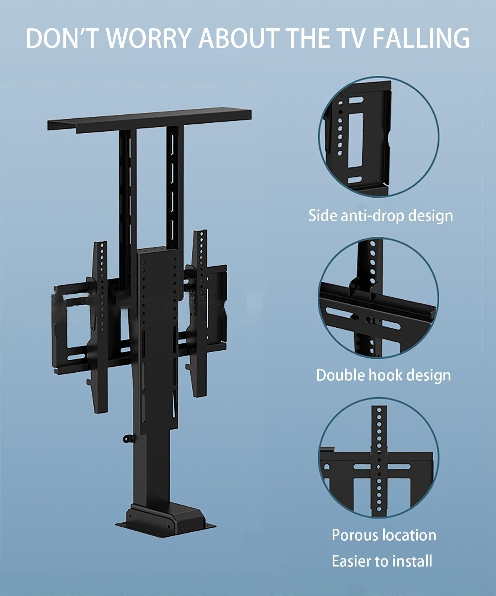 Soporte de Montaje para TV Elevador eléctrico de TV - Ajustable - Elevador eléctrico telescópico de TV - hasta 60 kg, Recorrido en Menos de 40 Segundos (tamaño: para Elevador de TV