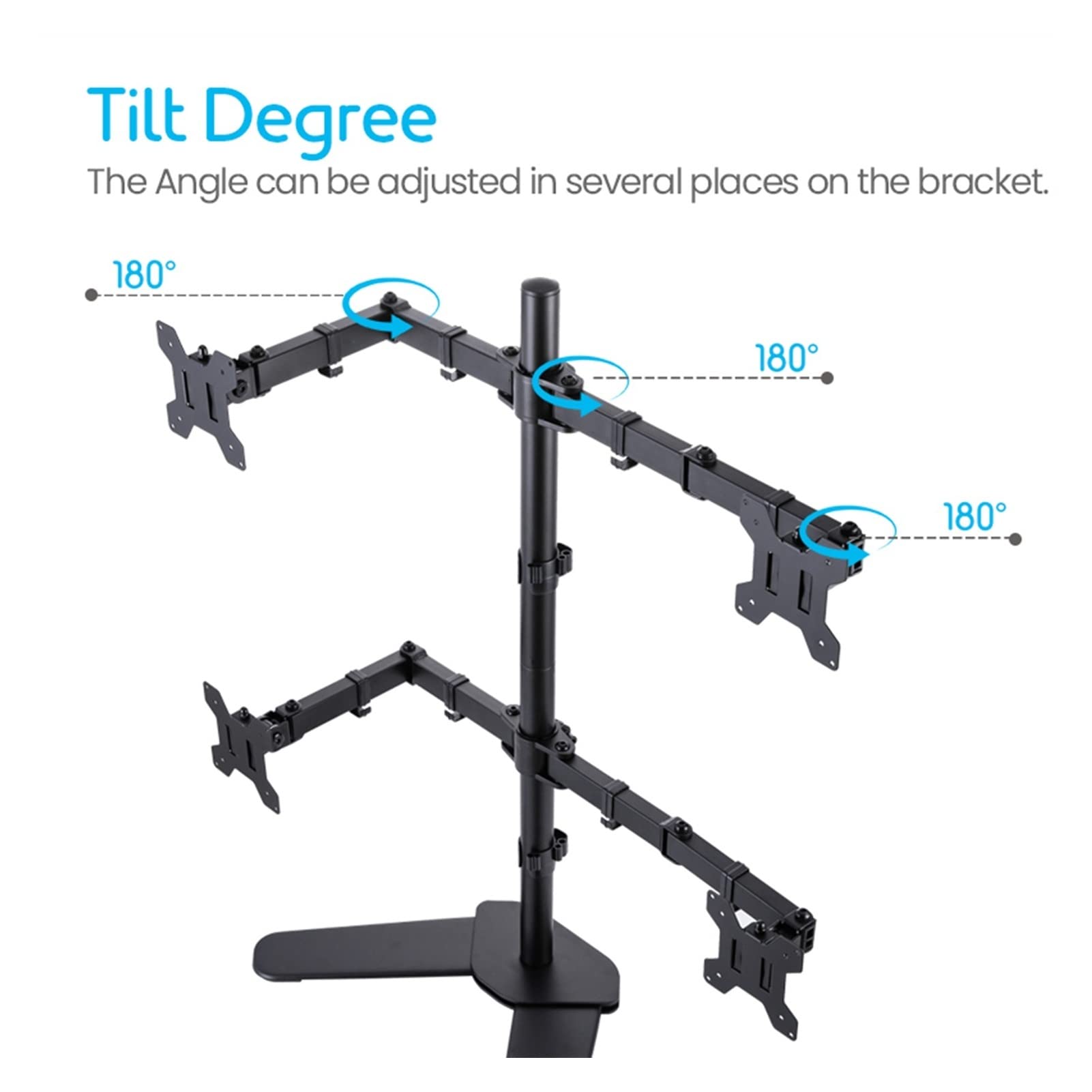 Brazo Monitor PC Soporte de montaje de cuatro monitores de cuatro, montaje en altura ajustable 4 de pie, soporte de montaje de escritorio de monitor de acero se ajusta a monitores de hasta 32 pulgadas