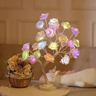TYCIONG Lámpara de árbol de Rosas Multicolor con 16 Cambios de Color, Luz de árbol de Rosas para Mesa, Lámpara de Flores, Ideal para el Día de la Madre, Navidad, Día de San Valentín y