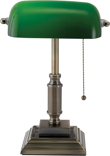 Miniatura 5 de V-LIGHT - Lámpara CFL de escritorio estilo tradicional de banquero, Antique Brass