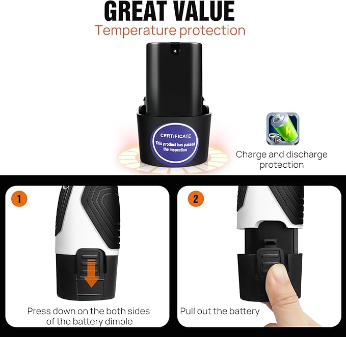 Taladro Inalámbrico ANSIMIDA 12V con 23 Accesorios, 2 Velocidades, Torque 45Nm miniatura 5