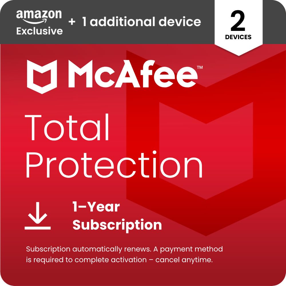 McAfee 2026- Total Protection ( 2 Plus 1 Devices) Antivirus, VPN, Scam Protection, Security Software, 1-Year Subscription with Auto-Renewal - Digital download | PC/Mac/iOS/Android