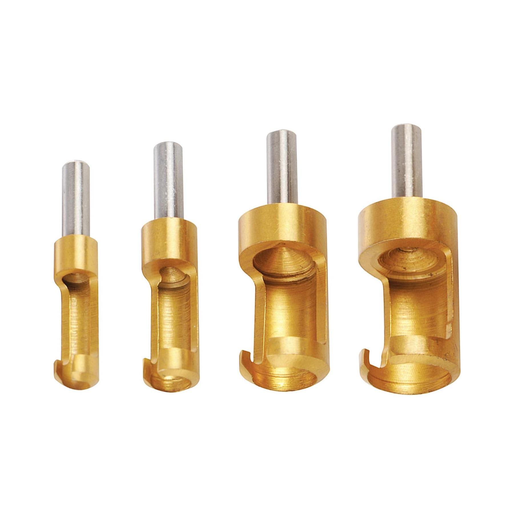 Dapetz ® 4 Pcs Wood Plug Cutter Set, Standard Wood Dowel Holes Plugs Cutters, Titanium Coated Tapered Shank Drill Bits Set, Cork Drill Hole Saw Tool HSS Tenon Drill Bits Cutter - 6mm/10mm/13mm/16mm