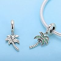 Vista 4 de Abalorio de palmera de plata de ley 925 con palmera de coco para pulsera Pandora