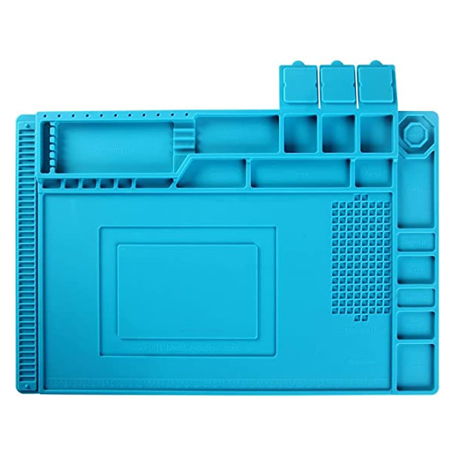 Anti-Static Soldering Mat Station 500℃ Heat-Resistant Magnetic Multi-Purpose Electronics DIY Repair Silicone Work Pad for Soldering Brazing Iron Phone Watch Computer, Blue 45x30cm