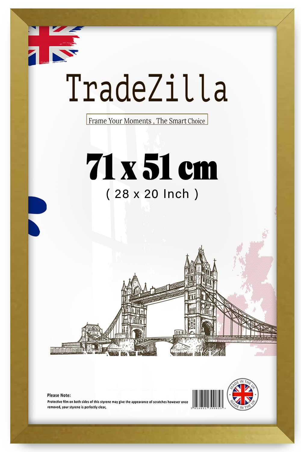Tradezilla Gold | Mdf Wood Picture Frame (71 X 51 Cm) Perfect For Gift, Wall Décor & Portrait Display, Mdf Wood Finish, Ideal For Certificates & Prints [ ]