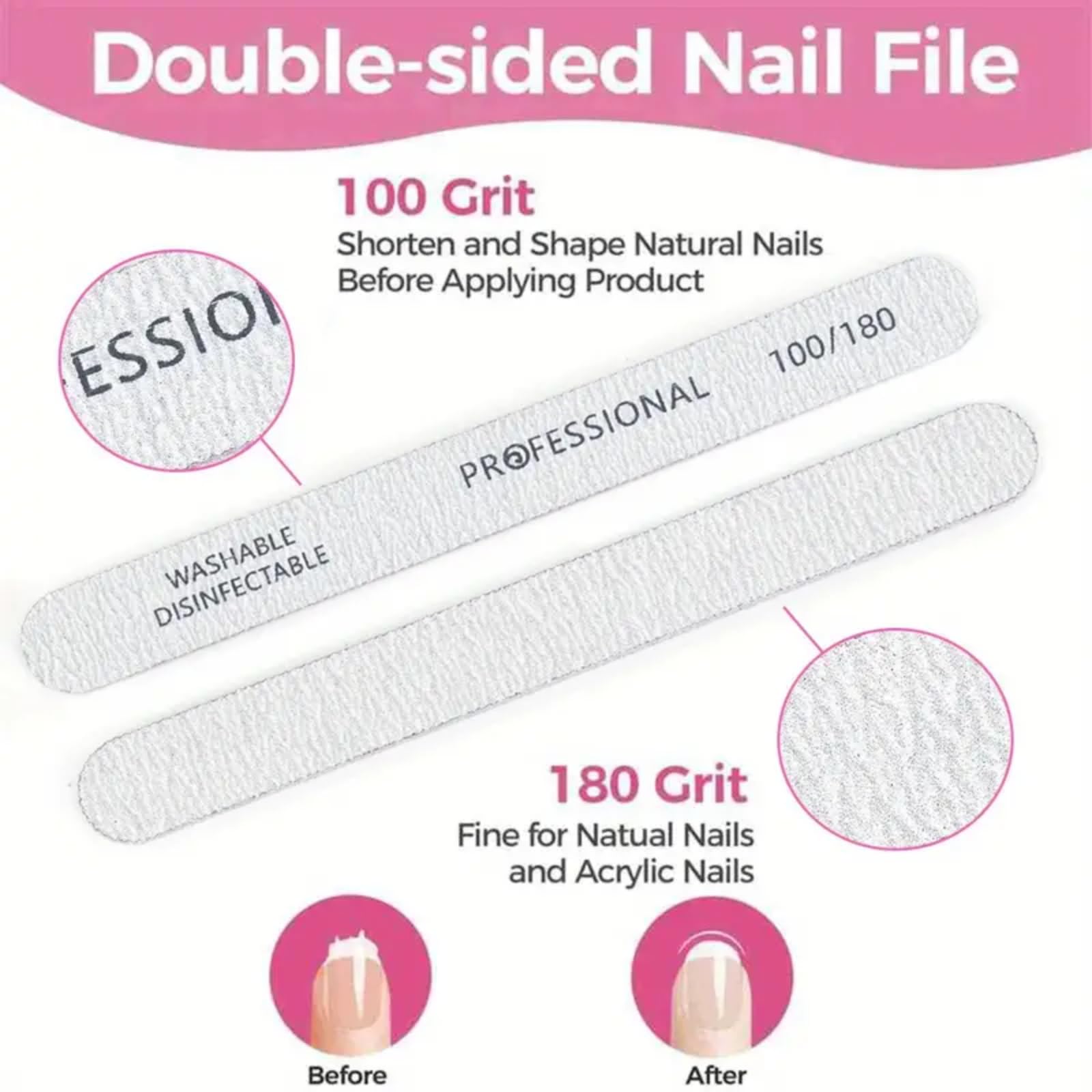 10 PCS Nail File and Buffer Set - Professional 7-Sided Manicure Tools Kit with 100 180 Grit Portable — view 5