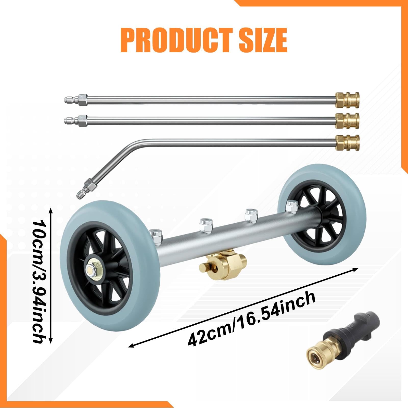 Pressure Washer Limpiador de Chasis Universal para Vehículo con Ruedas Y Conector Rápido para Remover Arena Y Aceite Adecuado para Limpieza de Coches