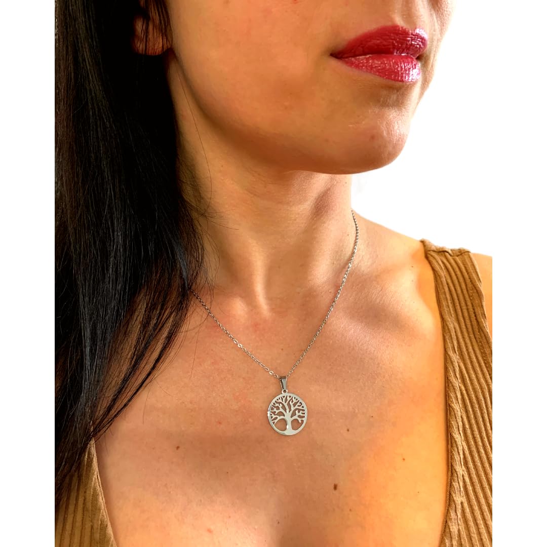 ONDEGO® Lebensbaum Halskette Damen Edelstahl – Silber, Gold oder Roségold – Freundschaft Kette wasserfest, Geschenk beste Freundin