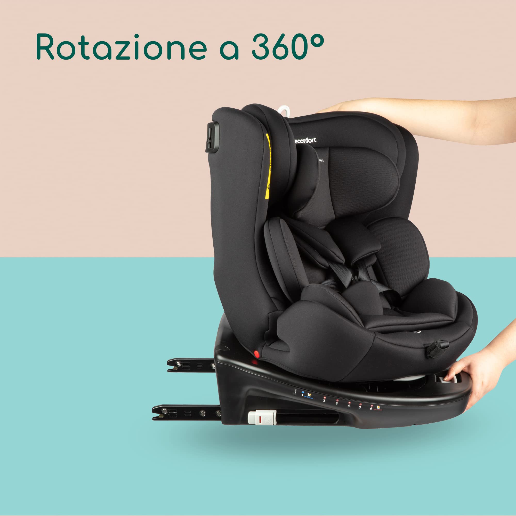 Bebeconfort EvolveFix i-Size Seggiolino Auto 0-36 kg, Seggiolino 360 girevole, 0-12 anni, 40-150 cm, Isofix, Reclinabile 5 posizioni, Regolabile in Altezza, Top Tether, Tessuti Traspiranti, Black Mist