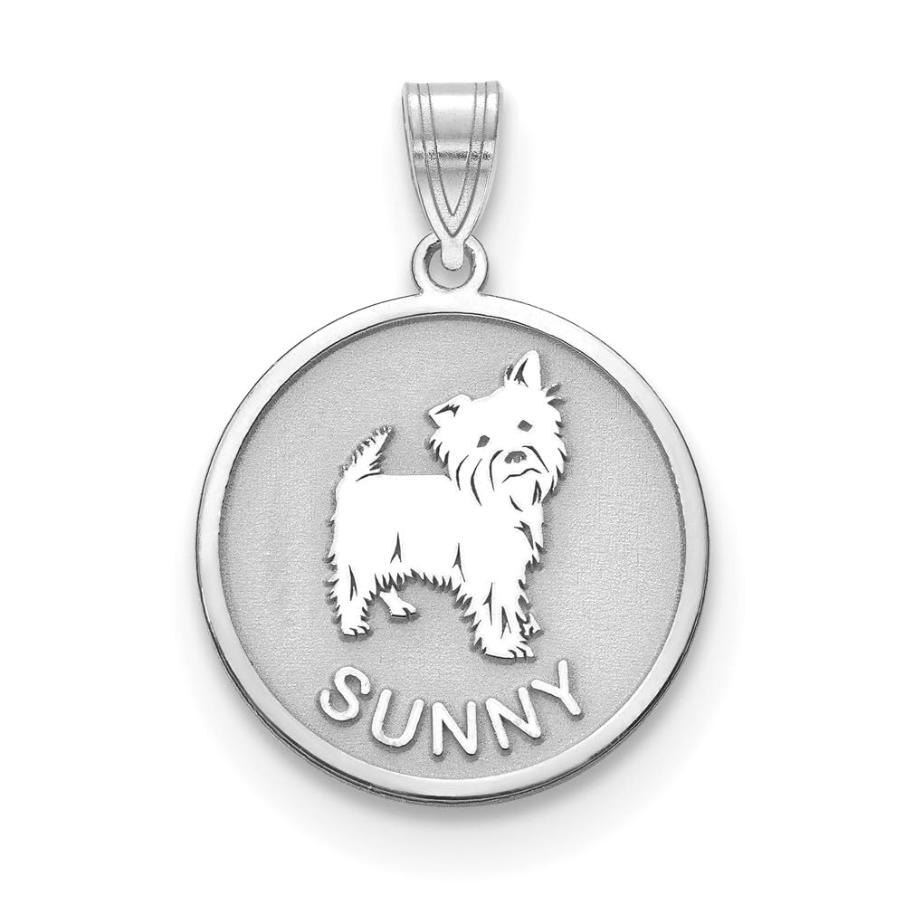 Solid 14k White Gold Personalized Dog Charm Pendant