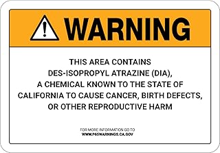 Warning: Prop 65 Des-Isopropyl Atrazine (DIA) - Wall Sign Facility Signs 8"x12" Metal Sign Danger Warning Man Cave Yard Indoor Or Outdoor