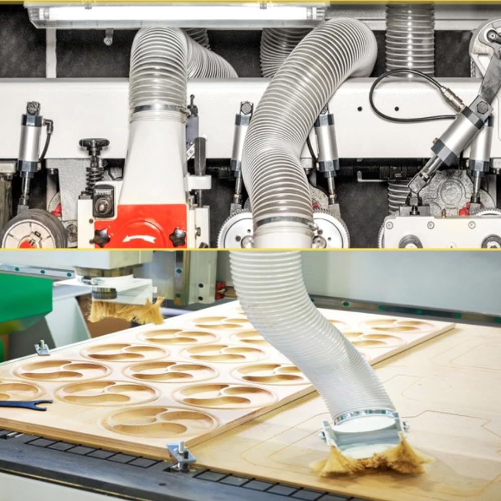 Tubo flessibile in PVC trasparente per raccolta della polvere, 5,1 cm, 25,4 cm, per aspirapolvere e filtrazione dell'aria, lunghezza 3 m, ideale per la lavorazione del legno e l'uso in officina