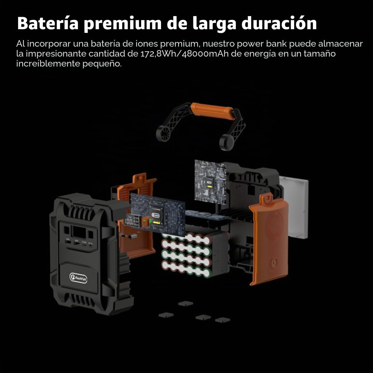 FlashFish 200W Estación de energía portátil con panel solar de 100 W, generador solar de 172,8 Wh con iluminación LED, batería para generador de energía de emergencia para camping, aventura