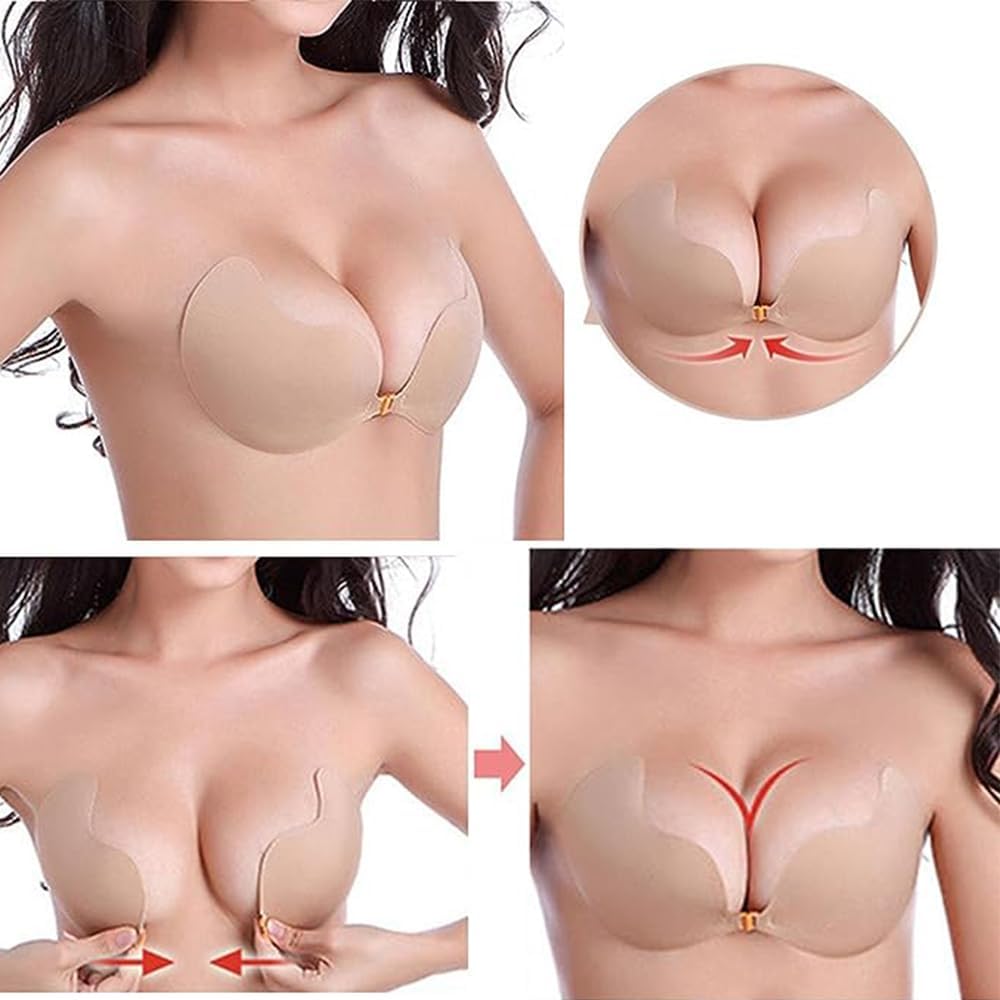 Klebe BH TräGerloser Selbstklebender Wiederverwendbarer Gepolsterter Unsichtbarer Klebriger Push Up BH FüR RüCkenfreies Kleid