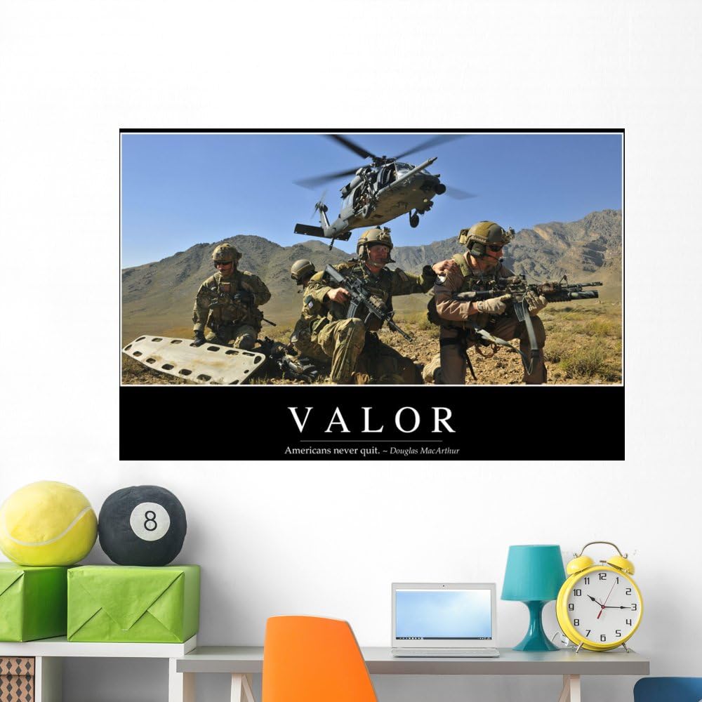 Wallmonkeys Valor Inspirational Quote and Wall Mural Peel and Stick Graphic (60 in W x 40 in H) WM247371
