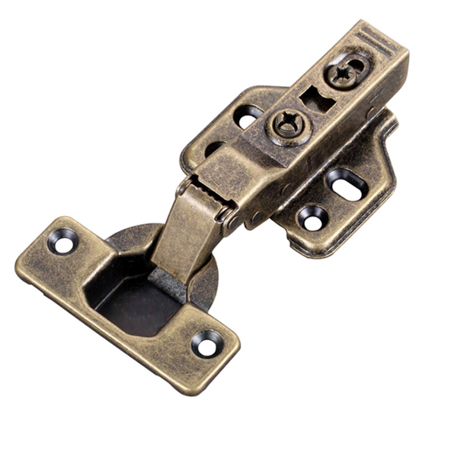 AUNANGLJSCS 2pcs Cabinet Hinge Hydraulic Super Mute Stainless Steel Furniture Cupboard Door Hinges Copper Core Damper Buffer Closer Hardware(Half Overlay)