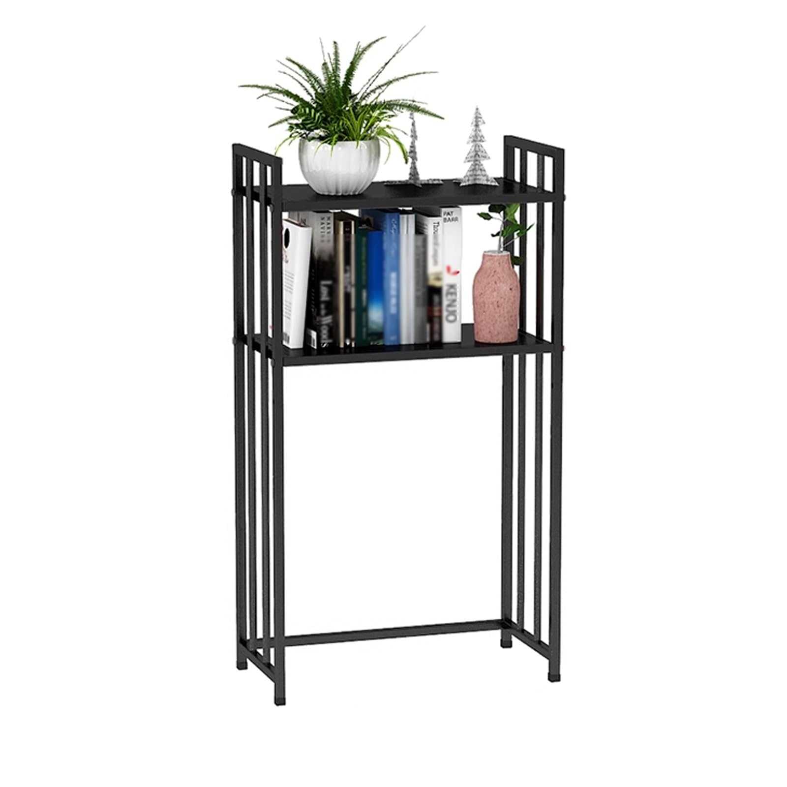 Regał na Biurko, z Metalu Przystosowany do Monitorów Organizer Stołowy z Regulacją Wysokości do Salonu, Sypialni Biura Pokoju Dziecięcego(Black,50x25x90)