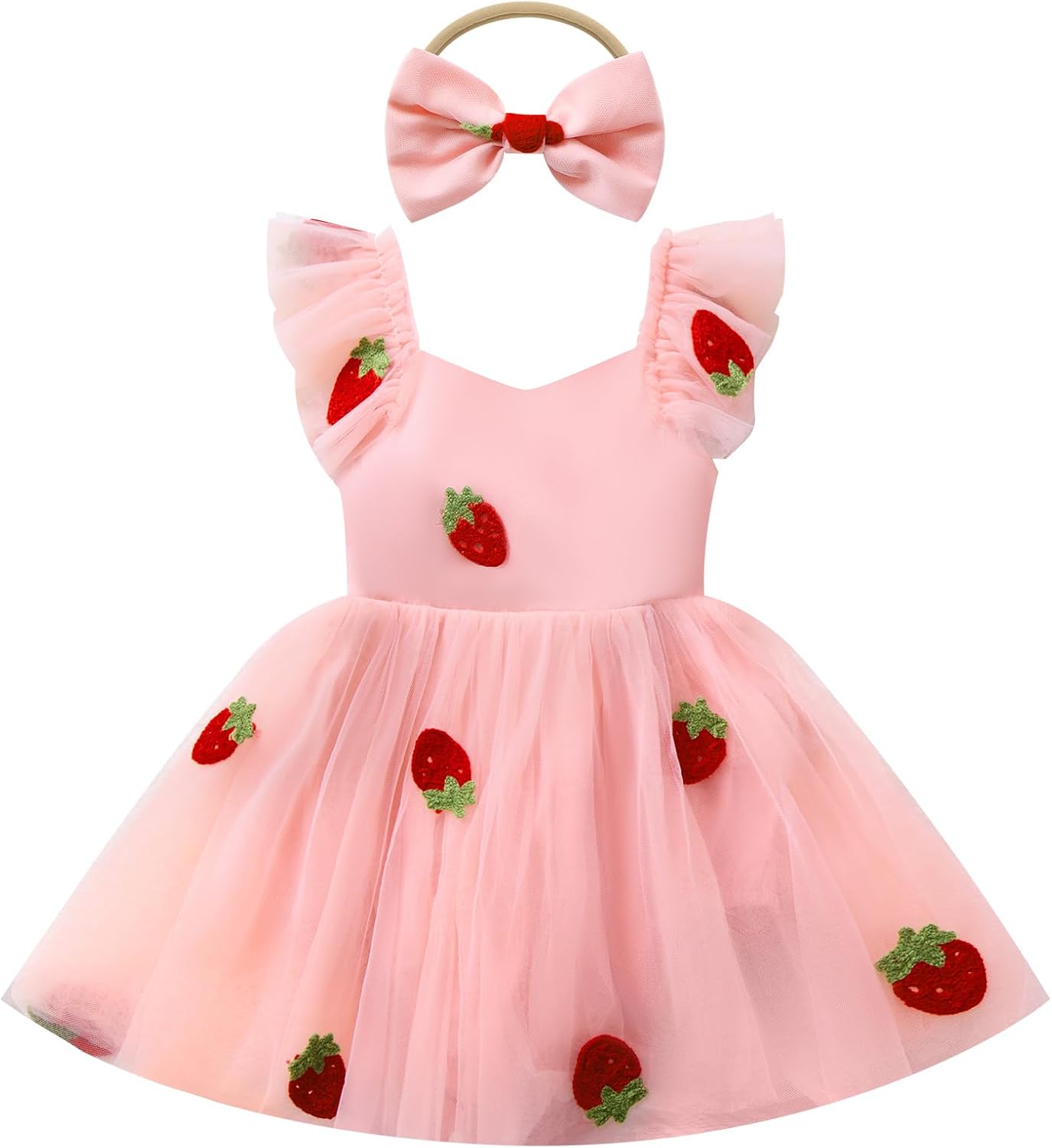 ODASDO Baby Girls Floral Embroidery Tulle Tutu Romper Dress Headband Set for First Birthday Party Cake Smash Wedding