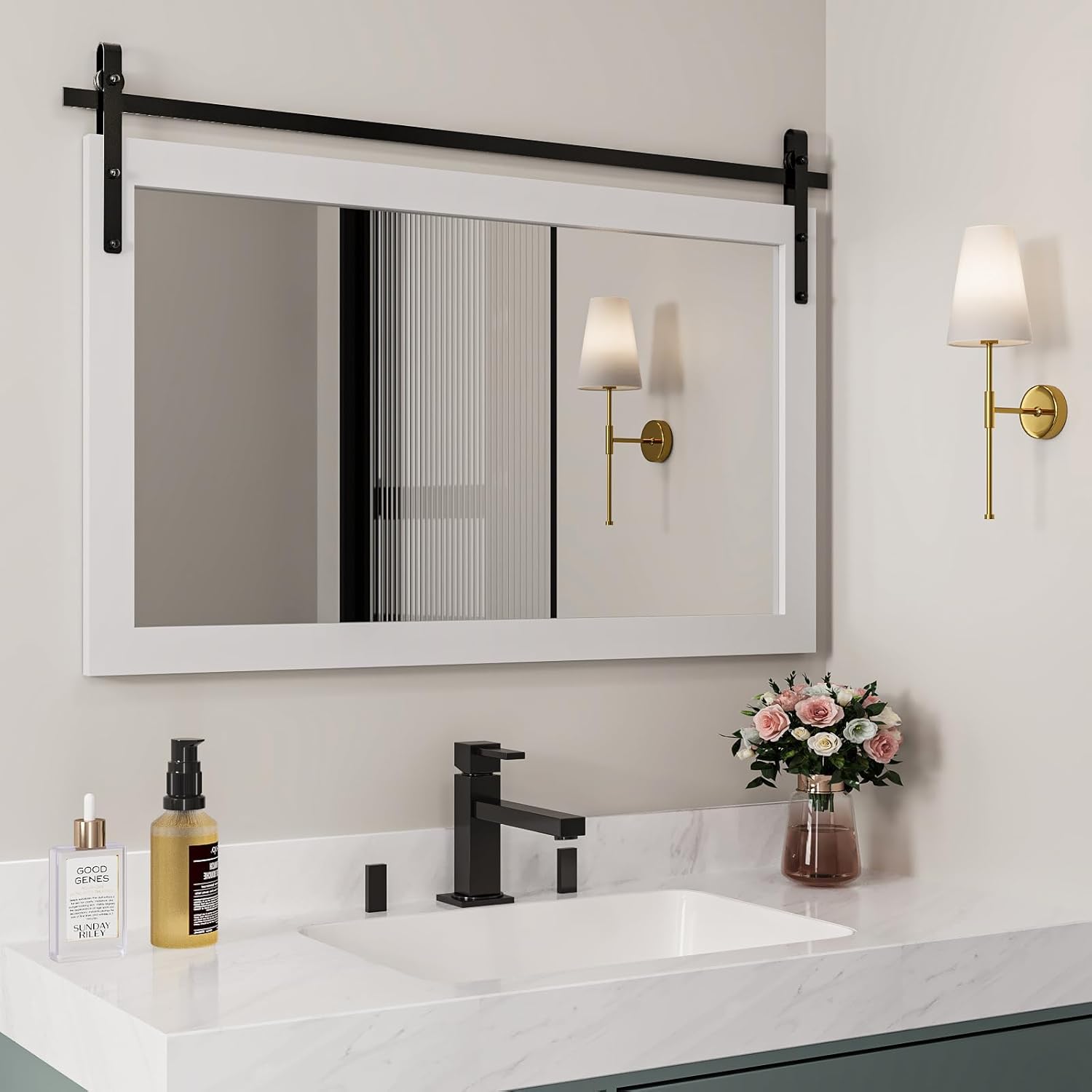 MODCART Farmhouse Mirror, Rustic Mirror 22X30 Inch Rustic