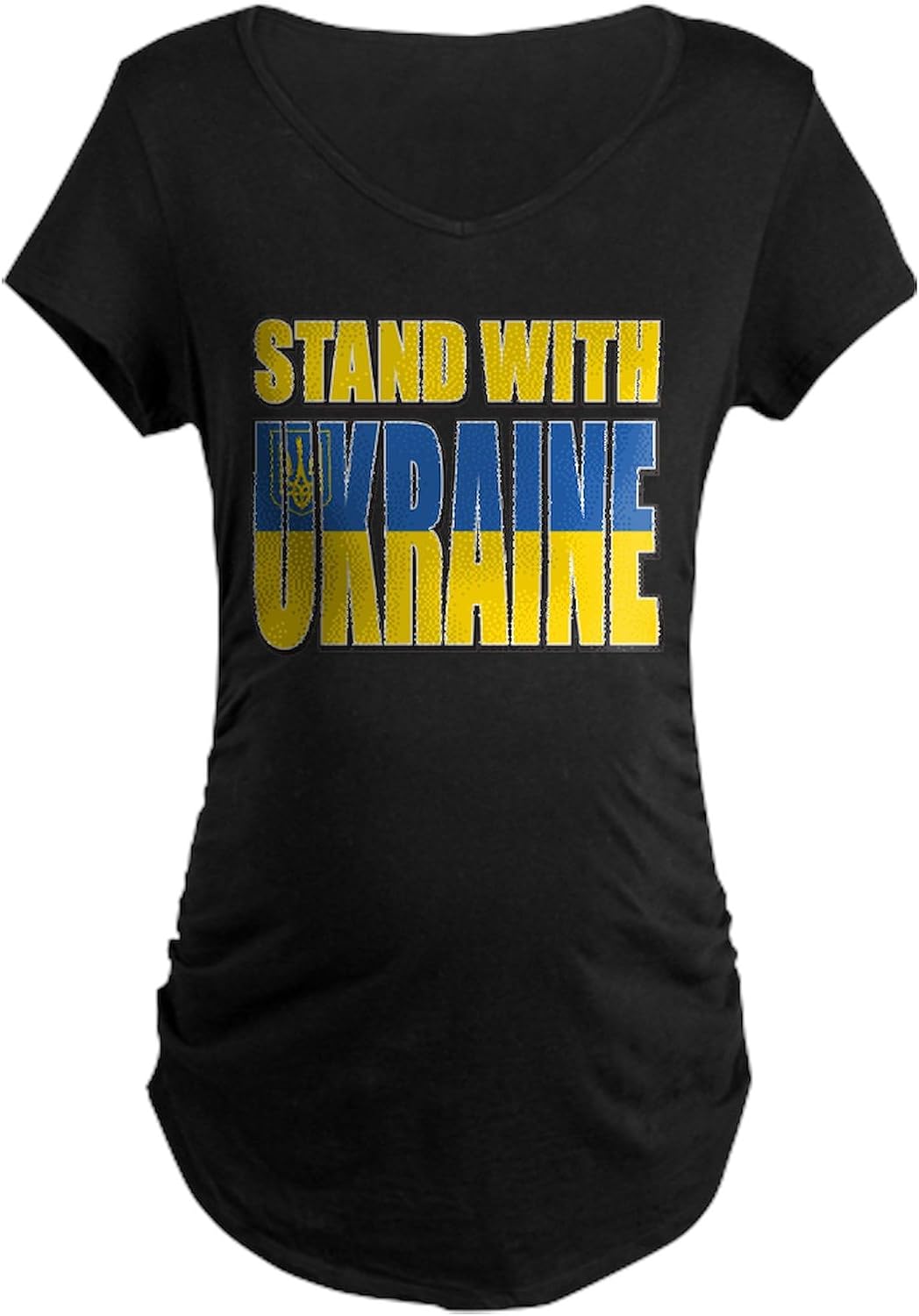 CafePress Stand with Ukraine Women's Maternity T Shirt Women's Maternity Ruched Side T-Shirt