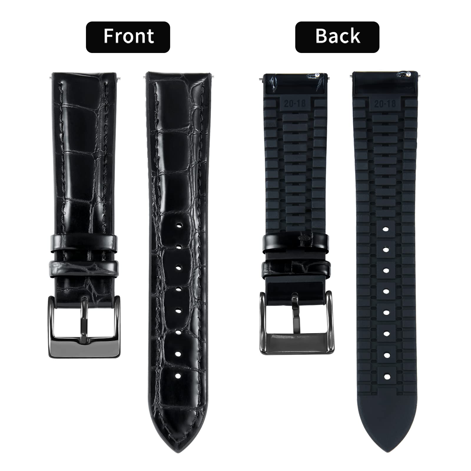 数量限定】レザー腕時計バンド クイックリリース ワニ革模様ウォッチ