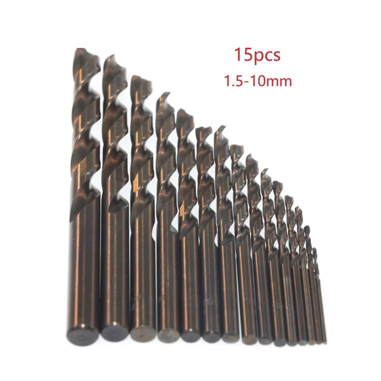 Broca helicoidal de vástago recto Juego de 15 brocas de acero de alta velocidad M35 de cobalto HSS Co de 1,5-10 mm for trabajar el metal, brocas helicoidales de vástago recto, herramientas eléctricas